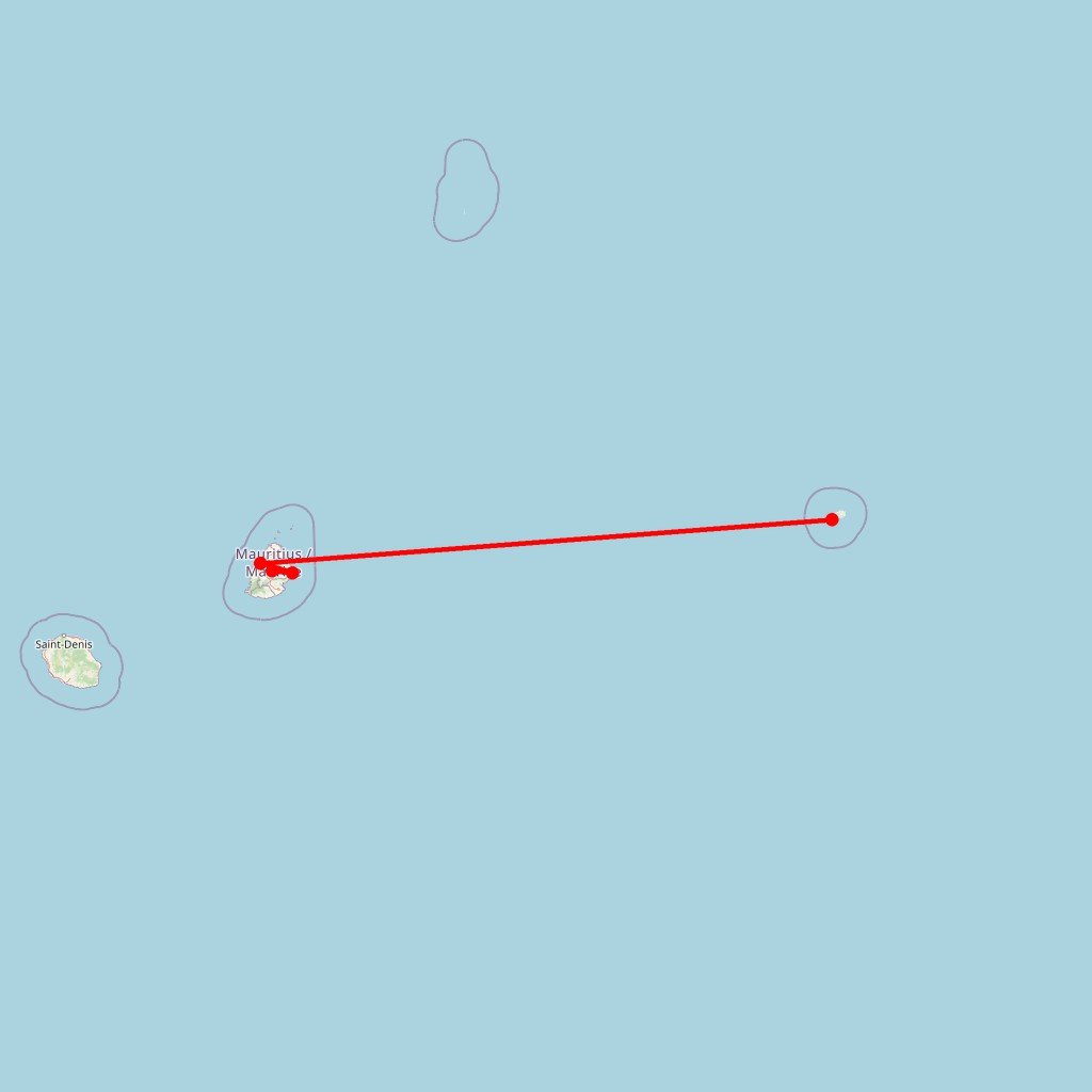 Carte de l'itinéraire du circuit Ile Maurice en Ile Maurice