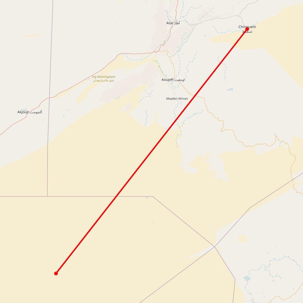 Carte de l'itinéraire du circuit Mieux vaut Atar que jamais en Mauritanie