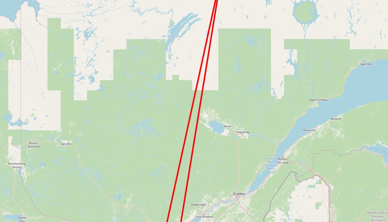 Carte de l'itinéraire du circuit Circuit Au pays des caribous en Canada