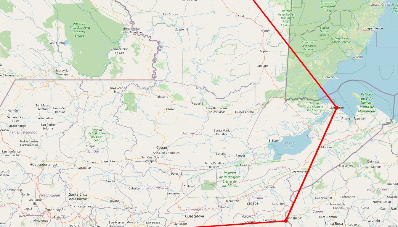 Carte de l'itinéraire du circuit Circuit Tu m'as conquis j't'adore ! en Guatemala