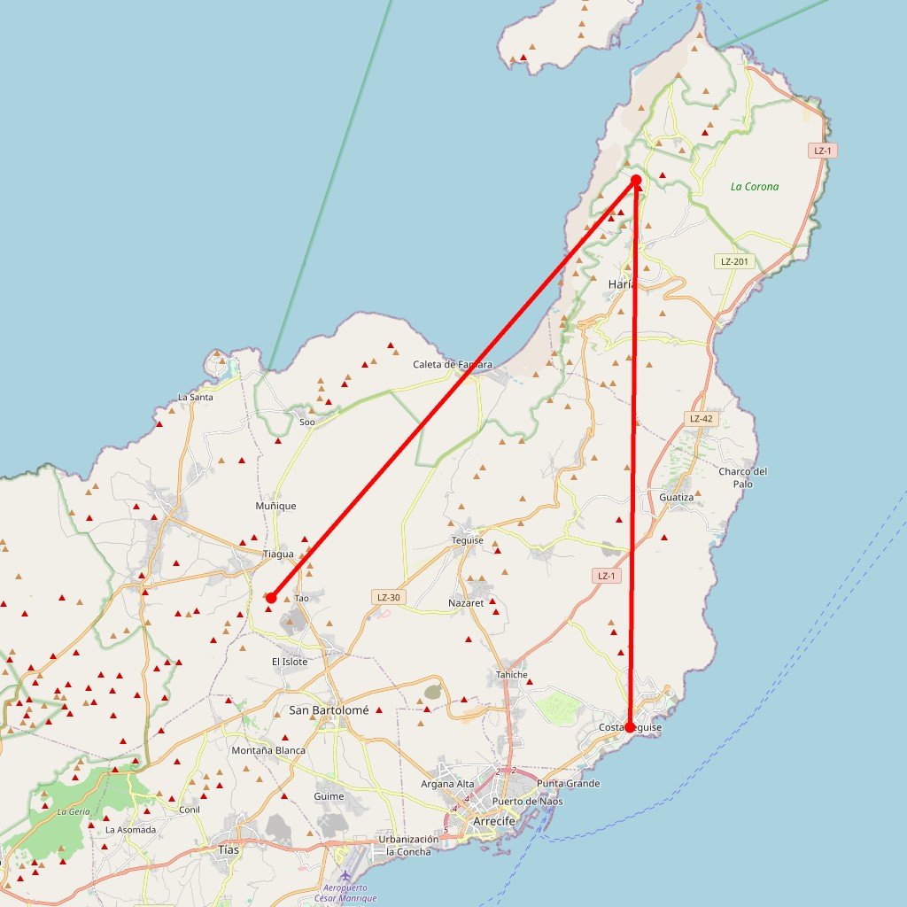 Carte de l'itinéraire du circuit Canaries en Espagne