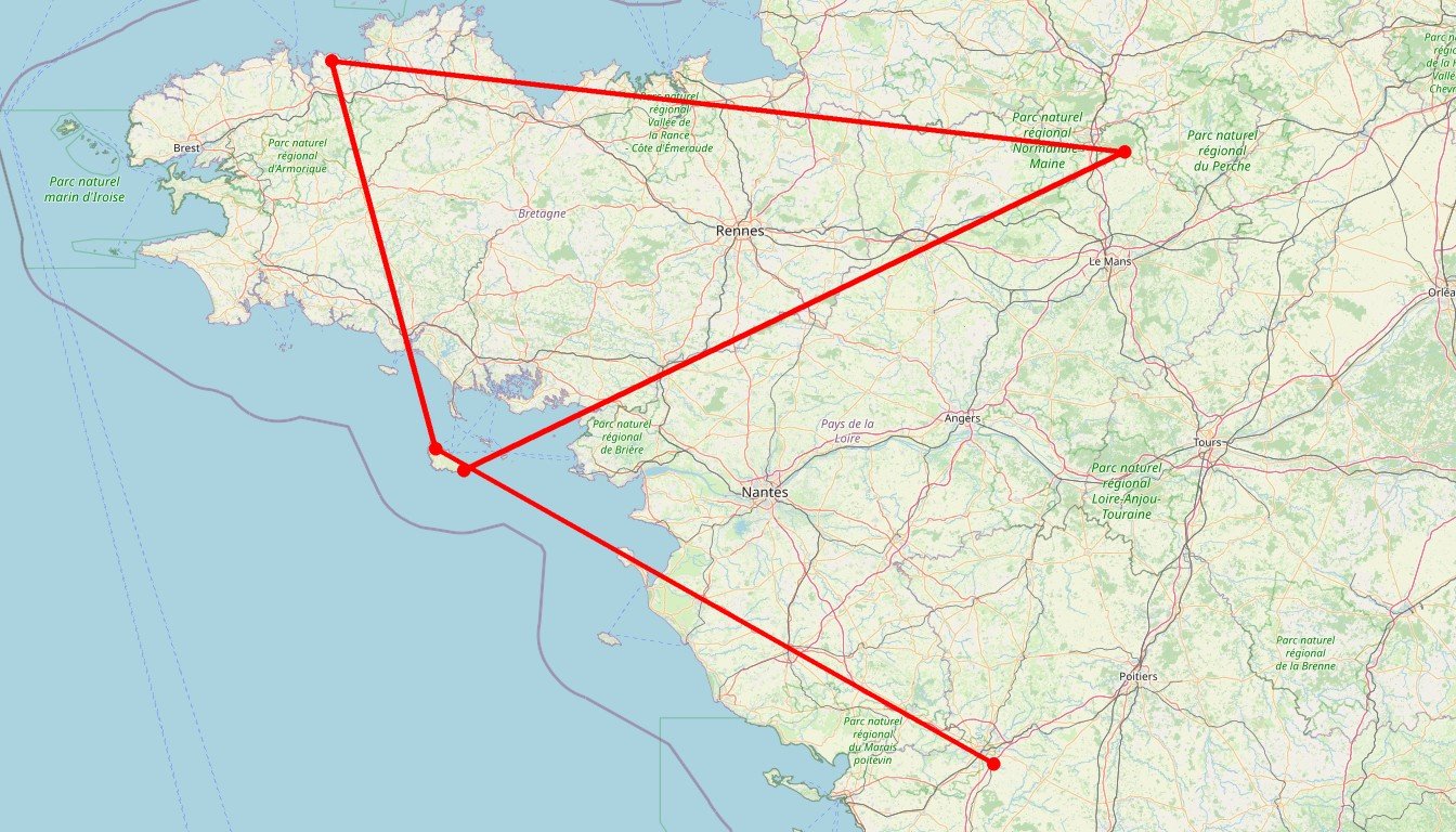 Carte de l'itinéraire du circuit Circuit Belle île en mer en France