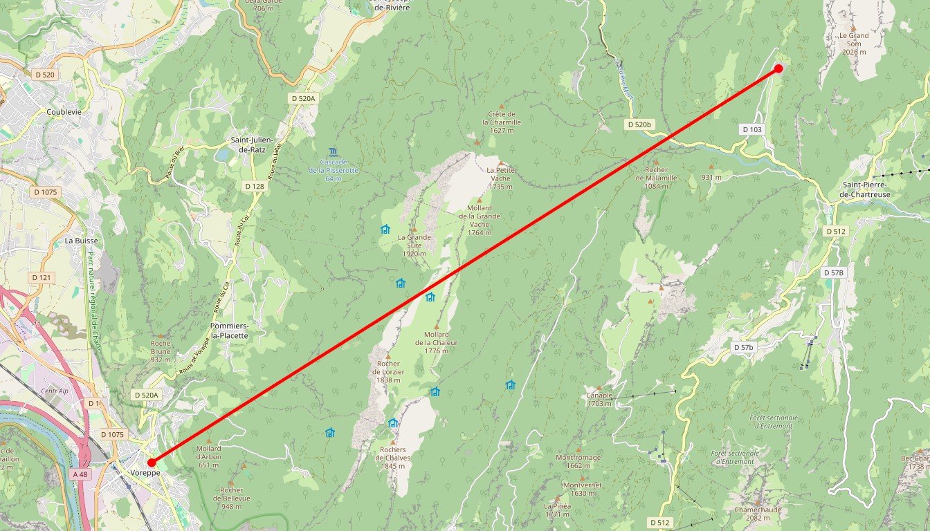 Carte de l'itinéraire du circuit Circuit Rando et Balnéo en Chartreuse en France
