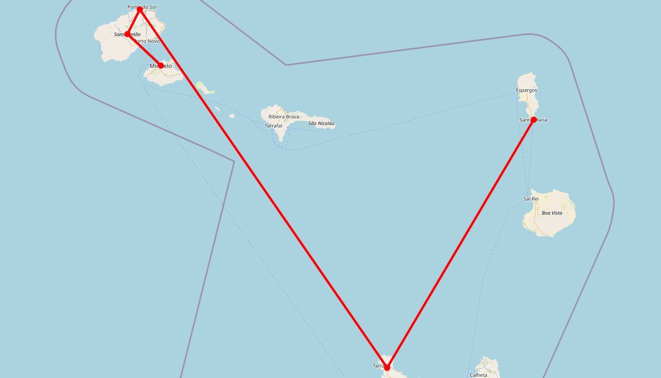 Carte de l'itinéraire du circuit Autotour Cap Vert en famille en Cap-Vert