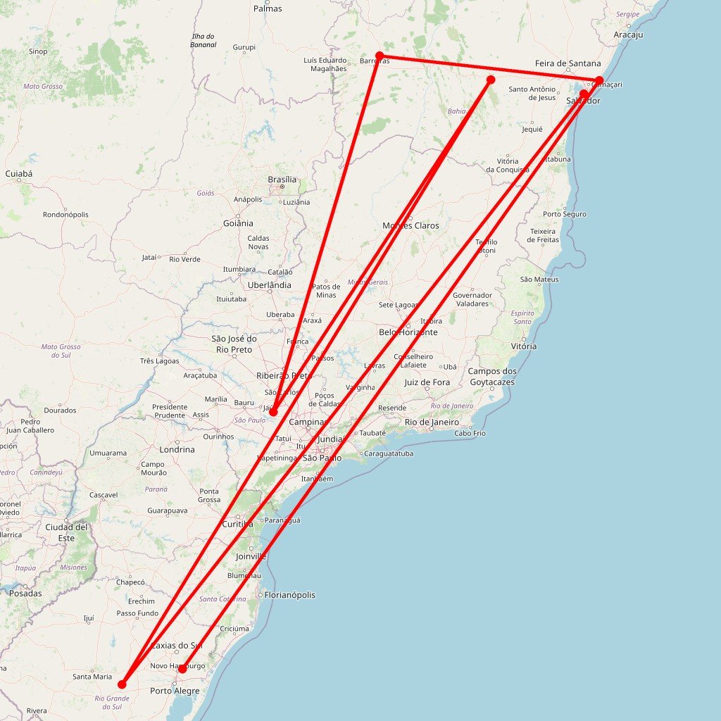 Carte de l'itinéraire du circuit Bahia en profondeur : itinéraire immersif de Salvador à la Chapada et à la côte nord en Brésil
