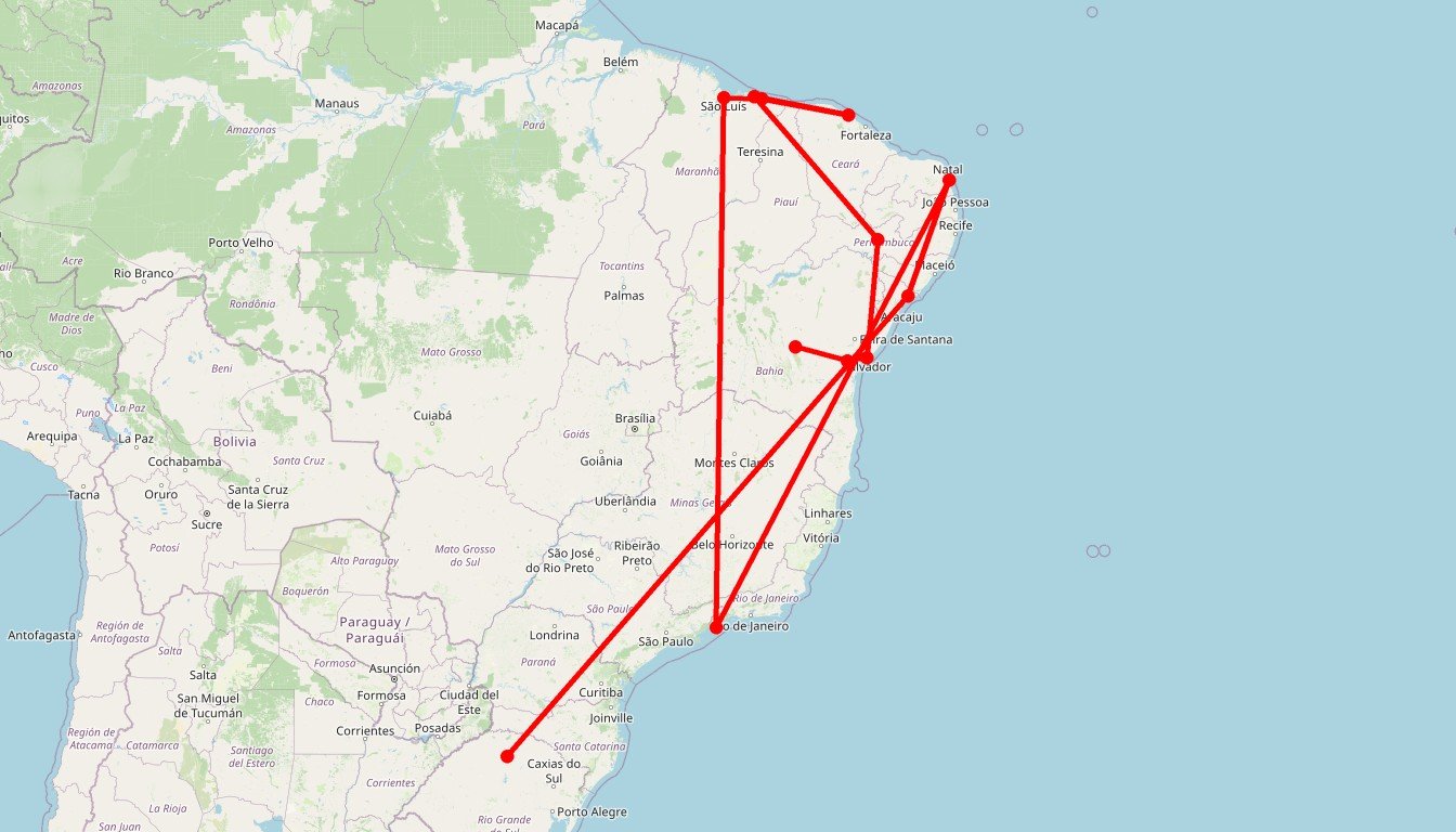 Carte de l'itinéraire du circuit Circuit Trio d'évasions pédestres: Rio et son littoral luxuriant vers Lençóis et la Chapada Diamantina jusqu'en Bahia en Brésil