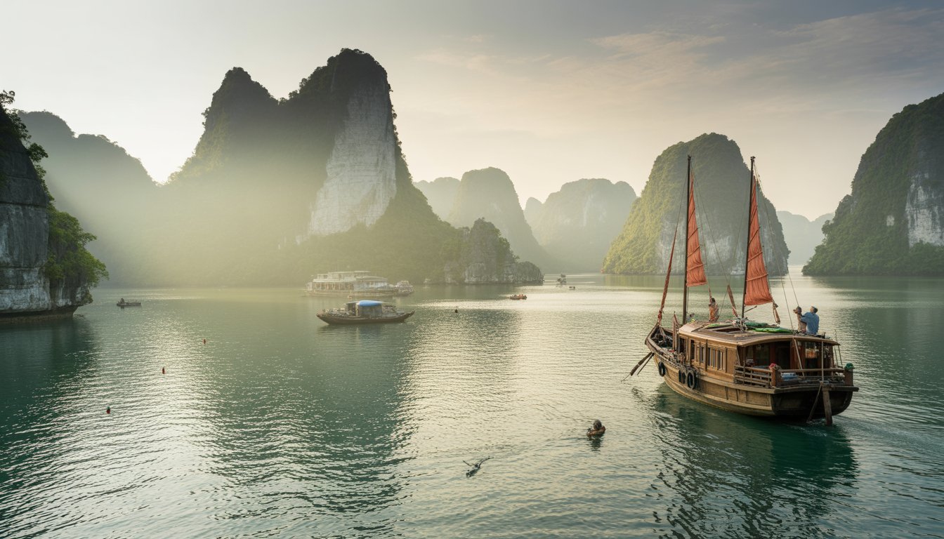 Circuit à vélo dans le Nord du Vietnam : montagnes, terrasses et croisière en baie d'Halong en Vietnam - Photo paysage
