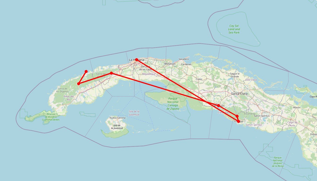 Carte de l'itinéraire du circuit Circuit Cuba en amoureux: itinéraire romantique en autotour de La Havane à Viñales, entre nature, culture et plages idylliques en Cuba