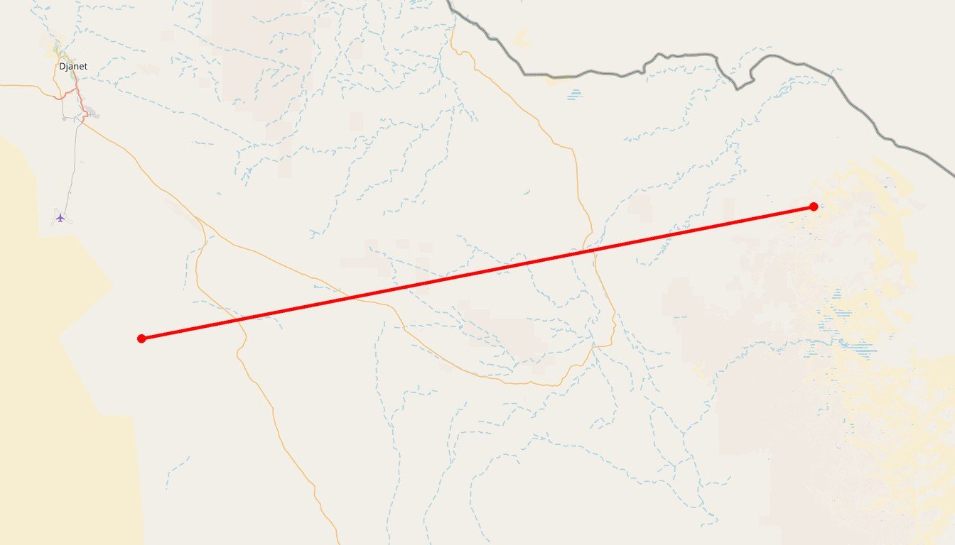 Carte de l'itinéraire du circuit Circuit Initiation au Tassili, Tadrart Rouge en Algérie