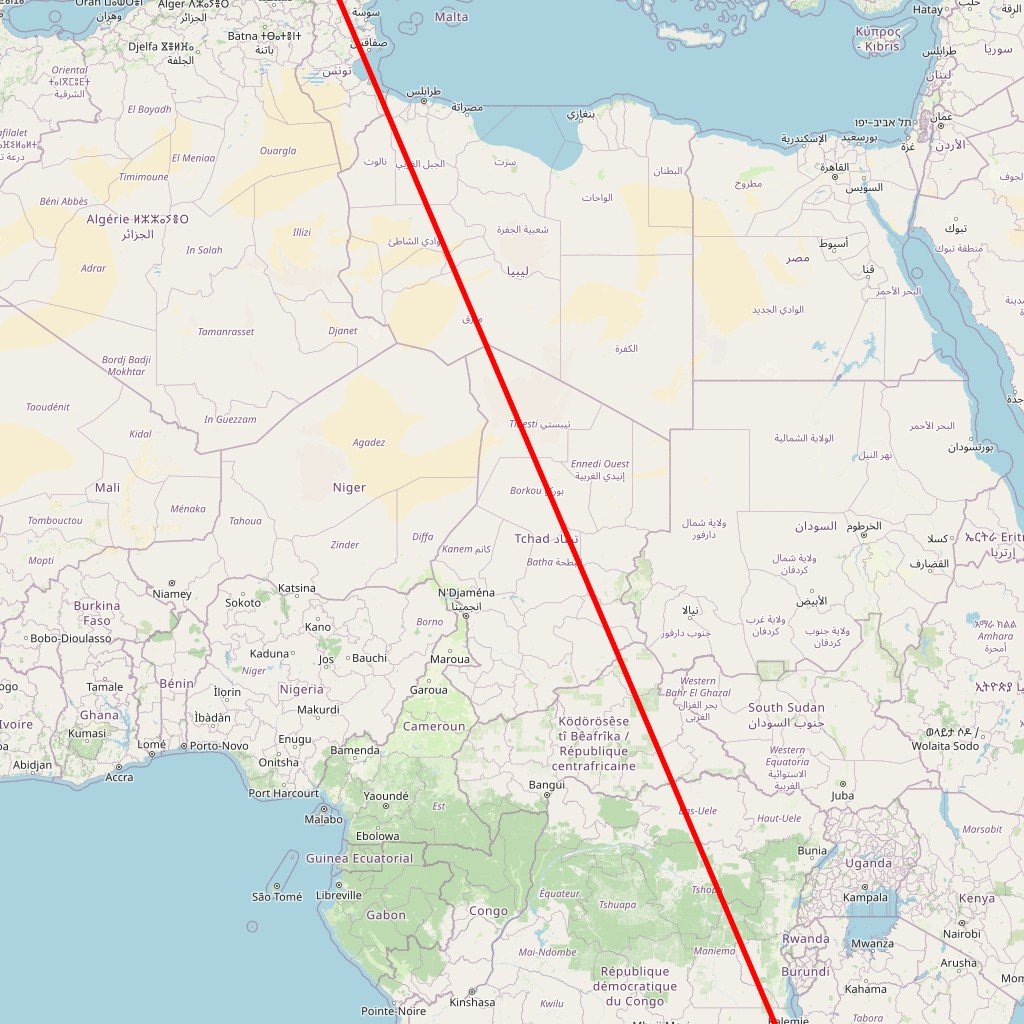 Carte de l'itinéraire du safari en Zambie en Zambie