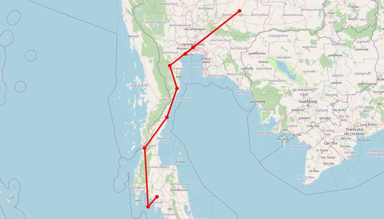 Carte de l'itinéraire du circuit Circuit On s’taille en Thaïlande ! en Thaïlande