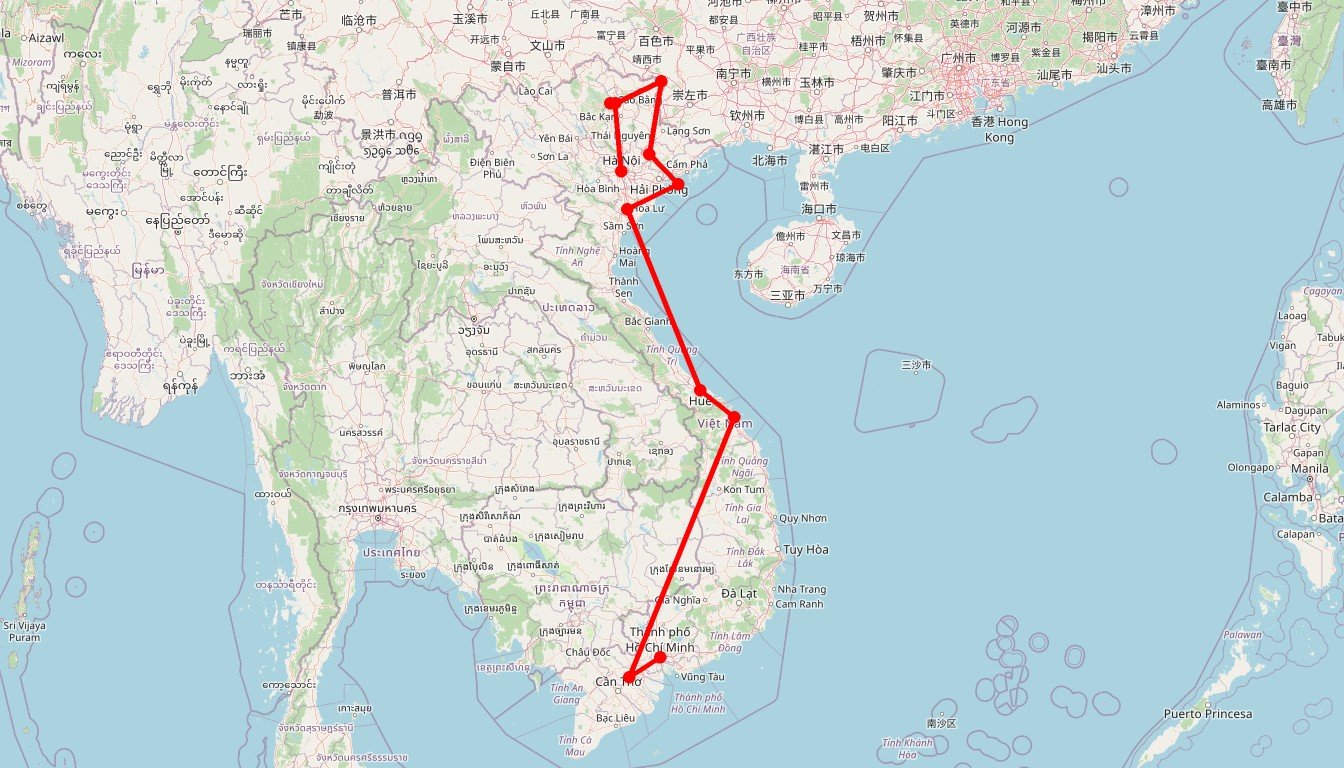 Carte de l'itinéraire du circuit Circuit Good Morning Vietnam en Vietnam