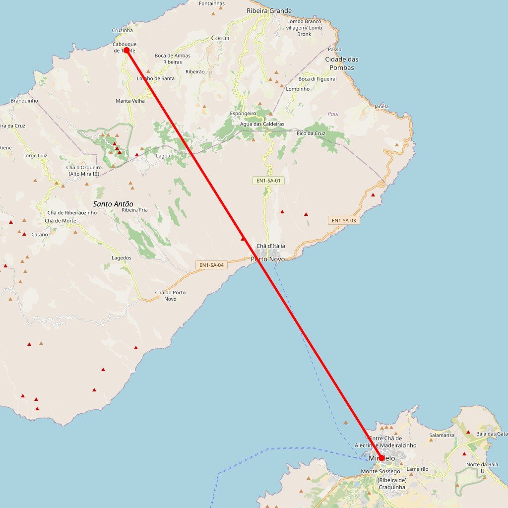 Carte de l'itinéraire du circuit Cap Vert en Cap-Vert