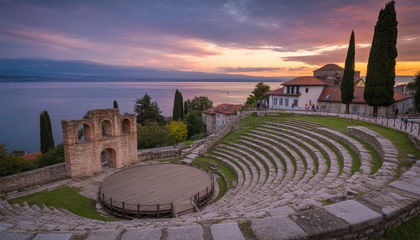 Théâtre antique d'Ohrid en Macédoine du Nord - Photo