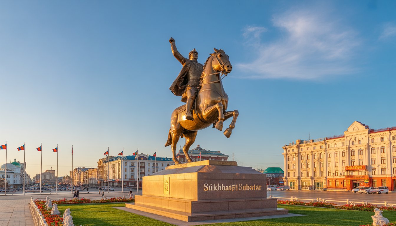 Place Sükhbaatar (Sükhbaatar Square) en Mongolie - Photo