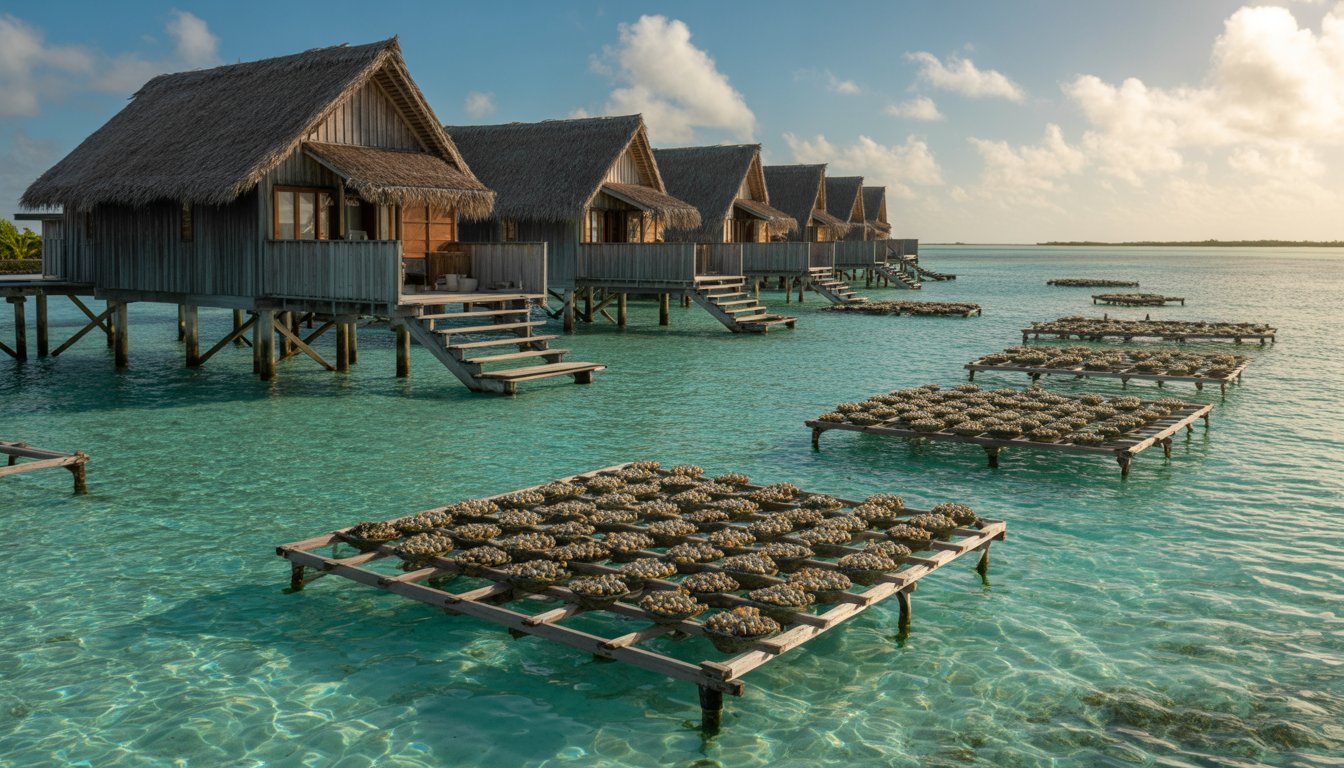 Ferme perlière de Rangiroa en Polynésie française - Photo