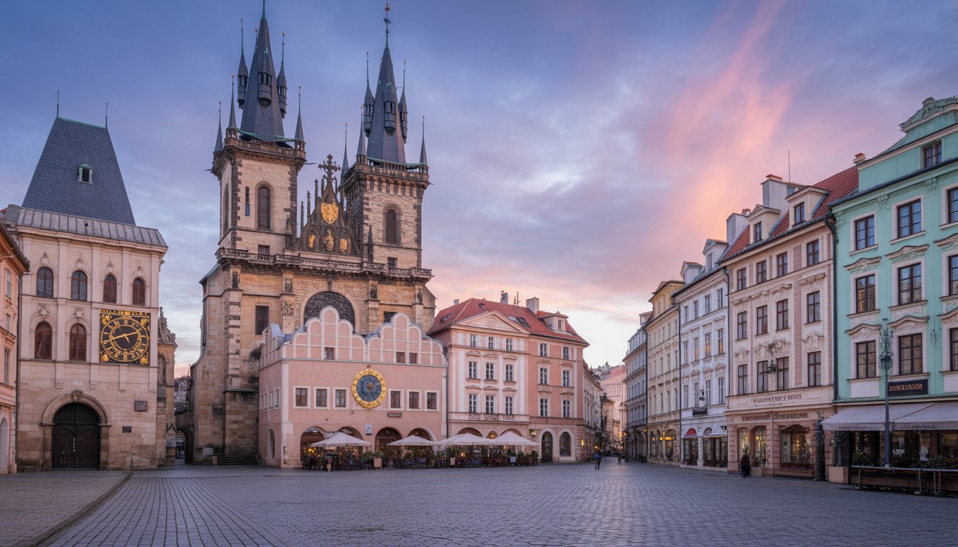 Place de la Vieille Ville et Horloge astronomique (Staroměstské náměstí) en République Tchèque - Photo