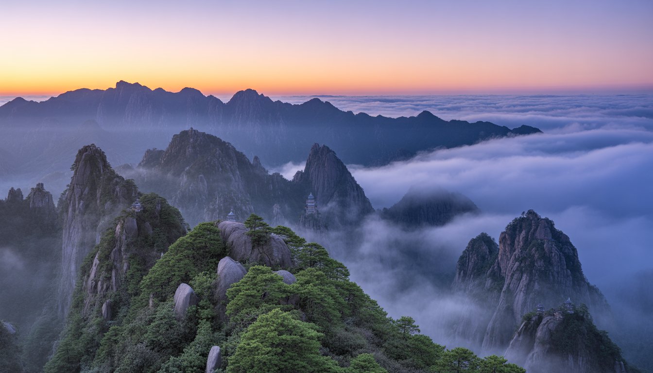 Montagnes Jaunes (Huangshan) en Chine - Photo